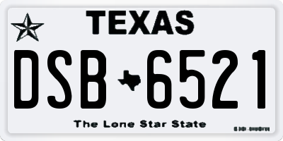 TX license plate DSB6521