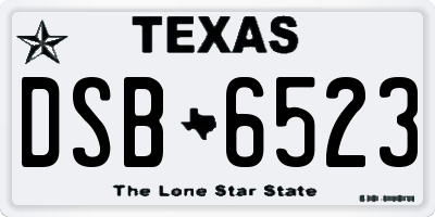 TX license plate DSB6523