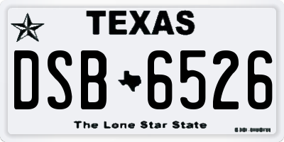 TX license plate DSB6526