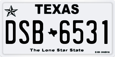 TX license plate DSB6531