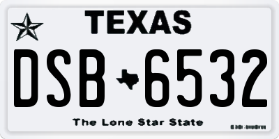 TX license plate DSB6532