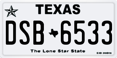 TX license plate DSB6533
