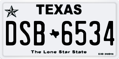 TX license plate DSB6534