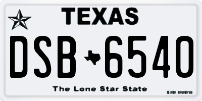 TX license plate DSB6540