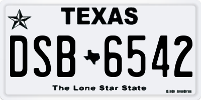 TX license plate DSB6542