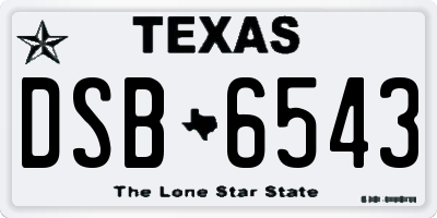 TX license plate DSB6543