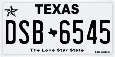 TX license plate DSB6545