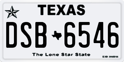 TX license plate DSB6546