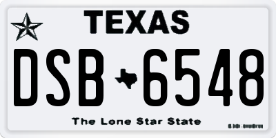TX license plate DSB6548