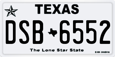 TX license plate DSB6552