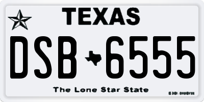 TX license plate DSB6555