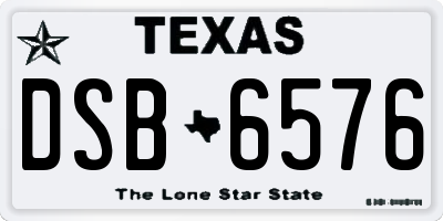 TX license plate DSB6576