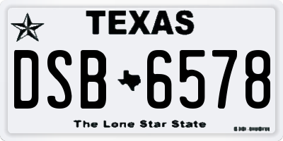 TX license plate DSB6578