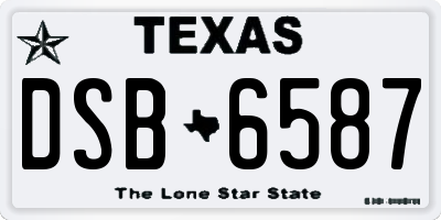 TX license plate DSB6587