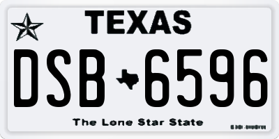 TX license plate DSB6596