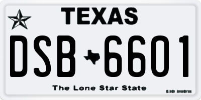 TX license plate DSB6601