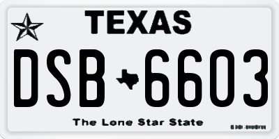 TX license plate DSB6603