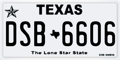 TX license plate DSB6606