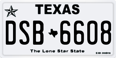 TX license plate DSB6608