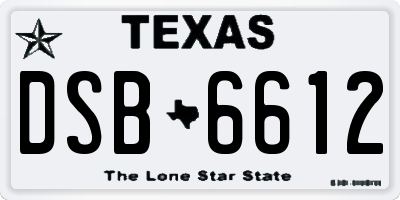 TX license plate DSB6612