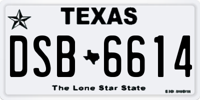TX license plate DSB6614