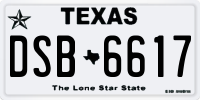 TX license plate DSB6617