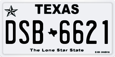 TX license plate DSB6621