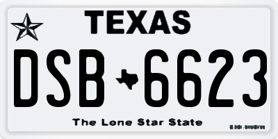 TX license plate DSB6623