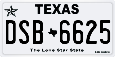 TX license plate DSB6625