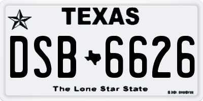 TX license plate DSB6626