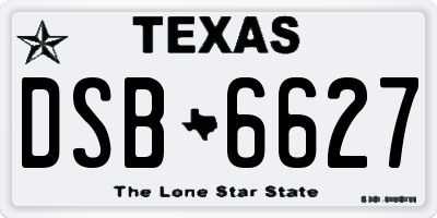 TX license plate DSB6627