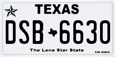 TX license plate DSB6630
