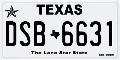 TX license plate DSB6631