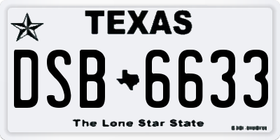 TX license plate DSB6633