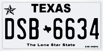 TX license plate DSB6634