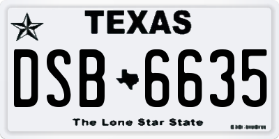 TX license plate DSB6635