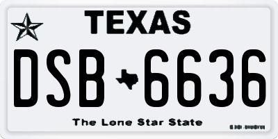 TX license plate DSB6636