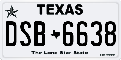 TX license plate DSB6638