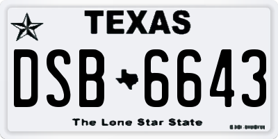 TX license plate DSB6643