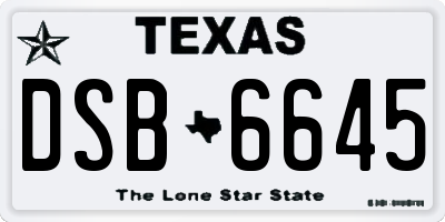 TX license plate DSB6645