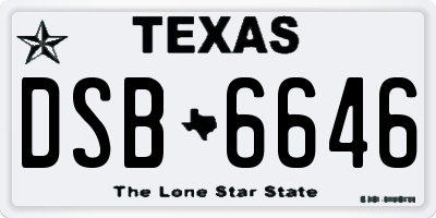 TX license plate DSB6646