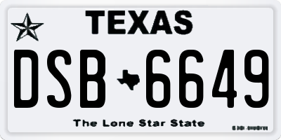 TX license plate DSB6649
