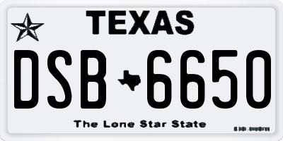 TX license plate DSB6650