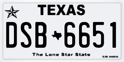 TX license plate DSB6651