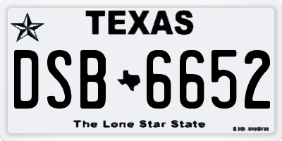 TX license plate DSB6652