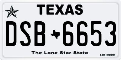 TX license plate DSB6653