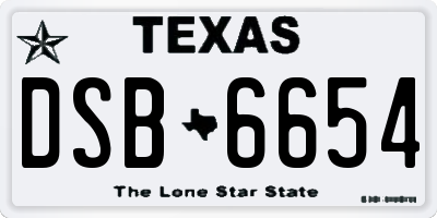 TX license plate DSB6654