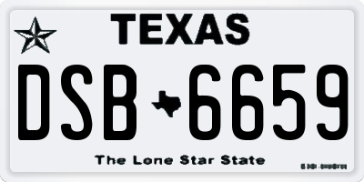 TX license plate DSB6659