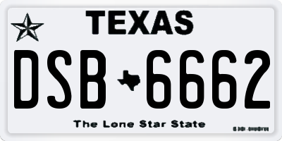 TX license plate DSB6662