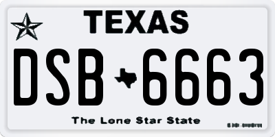 TX license plate DSB6663